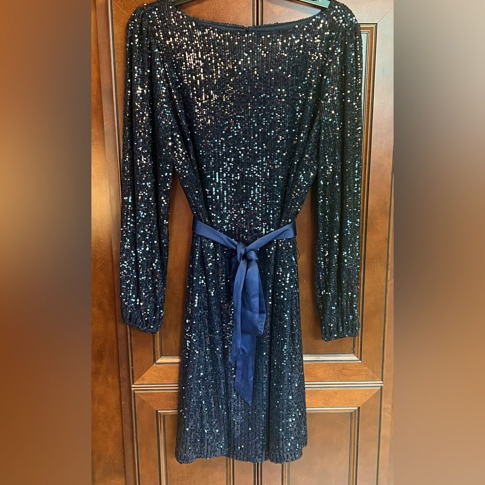 Navy Blue Sequin Cocktail Dress